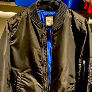 Gap bomber jacket in black with blue inner liner. Size Medium